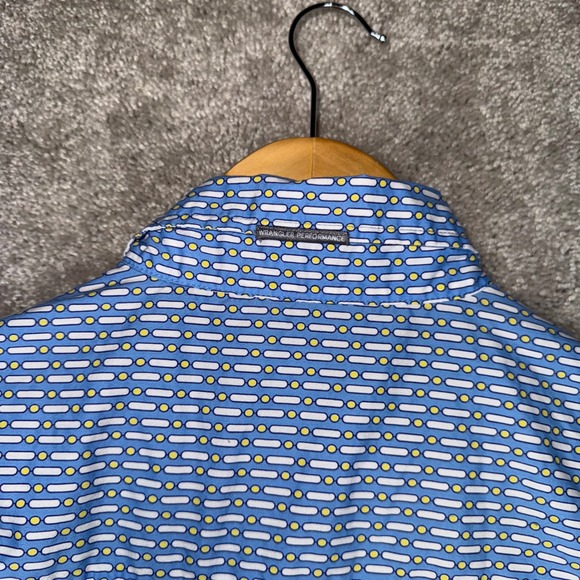 Wrangler 20X Competition Men's M Blue Geometric Print LS Rodeo Button Up Shirt - Picture 9 of 11